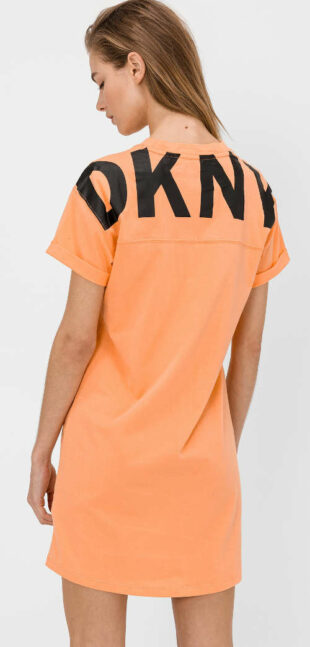 Dámske bavlnené šaty DKNY rovného strihu s výrazným nápisom