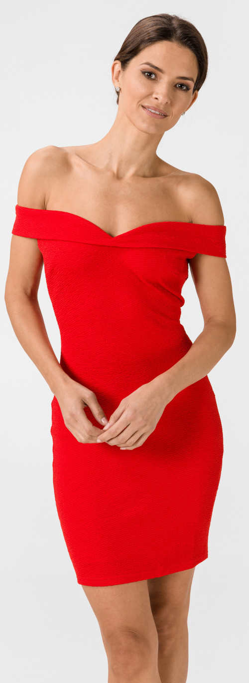 Sexy dámske značkové šaty Guess v pôsobivé červenej
