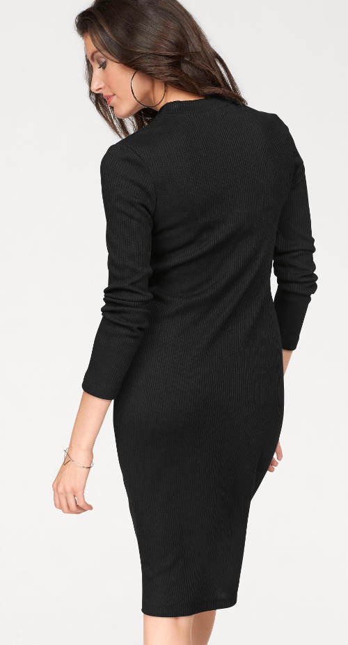 Čierne dámske šaty z elastického úpletu