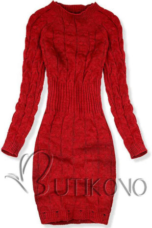 Červené pletené svetrové šaty