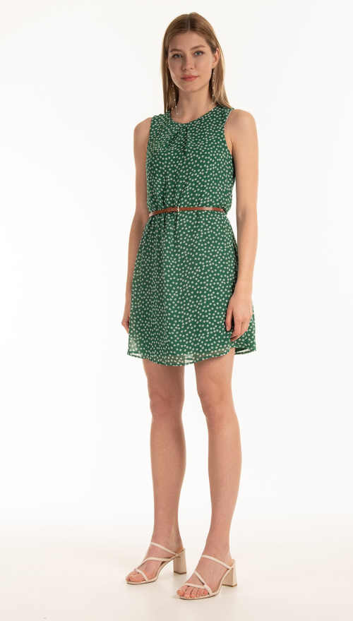 Zelené šaty mini s páskem
