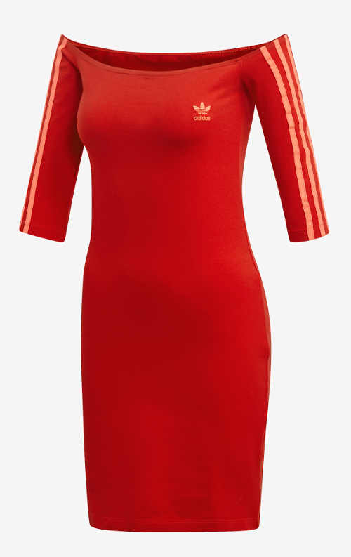 Červené dámske športové šaty s trojštvrťovými rukávmi