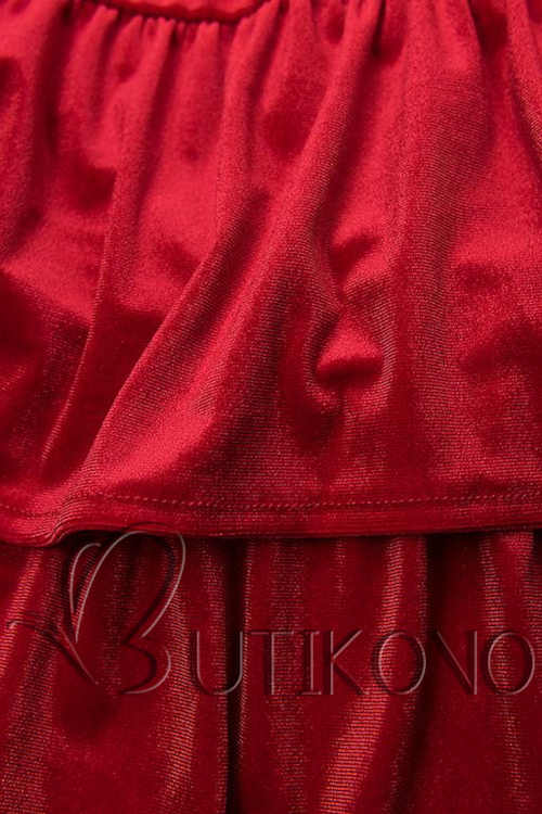 Lesklé červené šaty s dlhými rukávmi