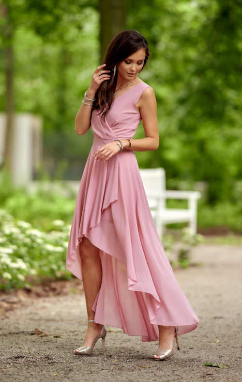 Ružové dámske spoločenské šaty