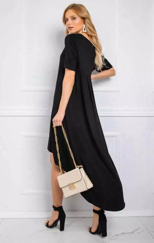 Čierne bavlnené šaty s krátkymi rukávmi