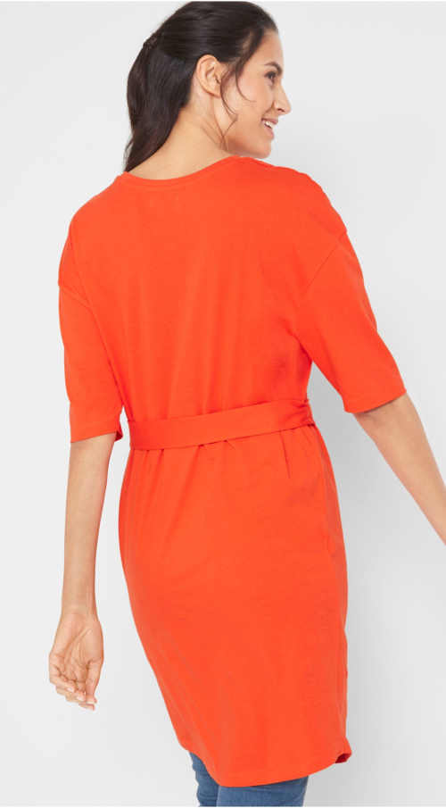 Žiarivo oranžové jednofarebné dámske šaty