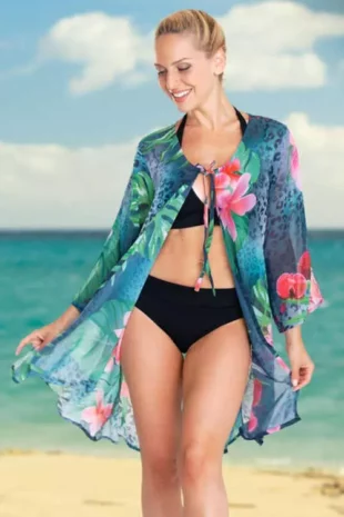Dámske plážové šaty s moderným kvetinovým vzorom
