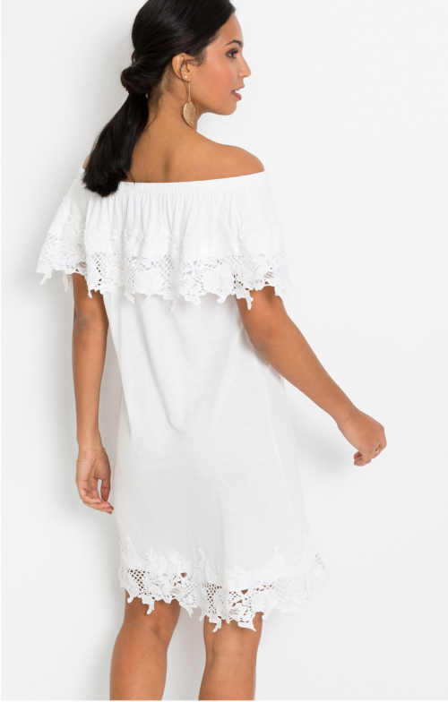 Carmen šaty v bielej farbe