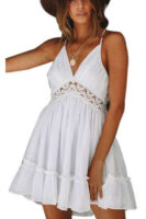 Dámske biele letné mini šaty v pôsobivom dizajne