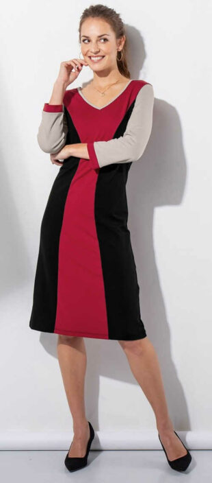 Zoštíhľujúce červeno-čierne dámske šaty Blancheporte