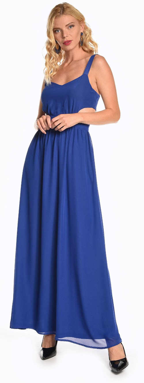 Modré dámske formálne maxi šaty