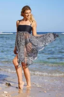 Čiernobiela vzorovaná plážová sukňa a šaty v jednom