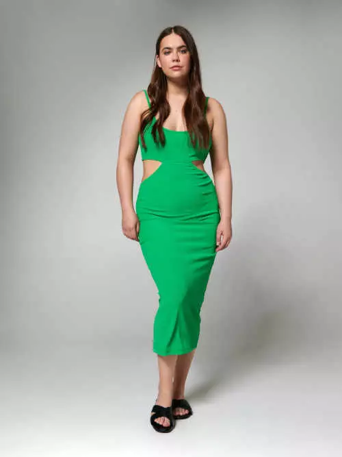 Dámske zelené šaty bez ramienok