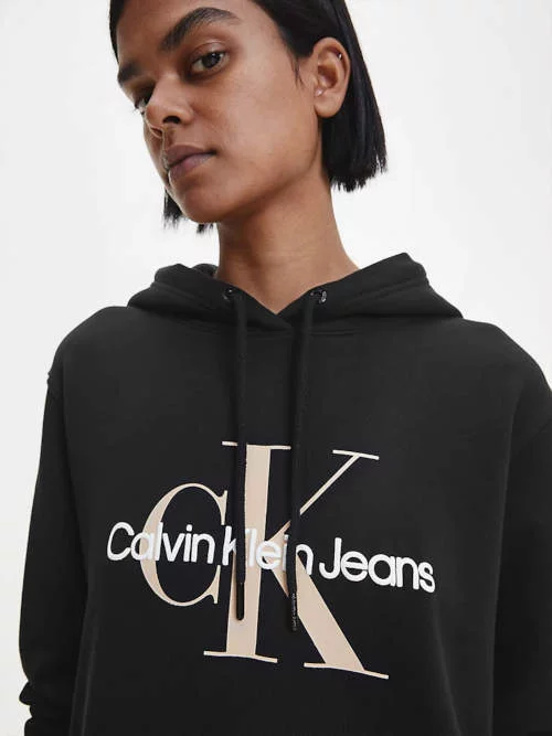 Čierne dámske mikinové šaty s kapucňou Calvin Klein