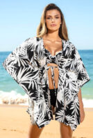 Čierno-biele letná tunika plážové šaty na plavky Astratex