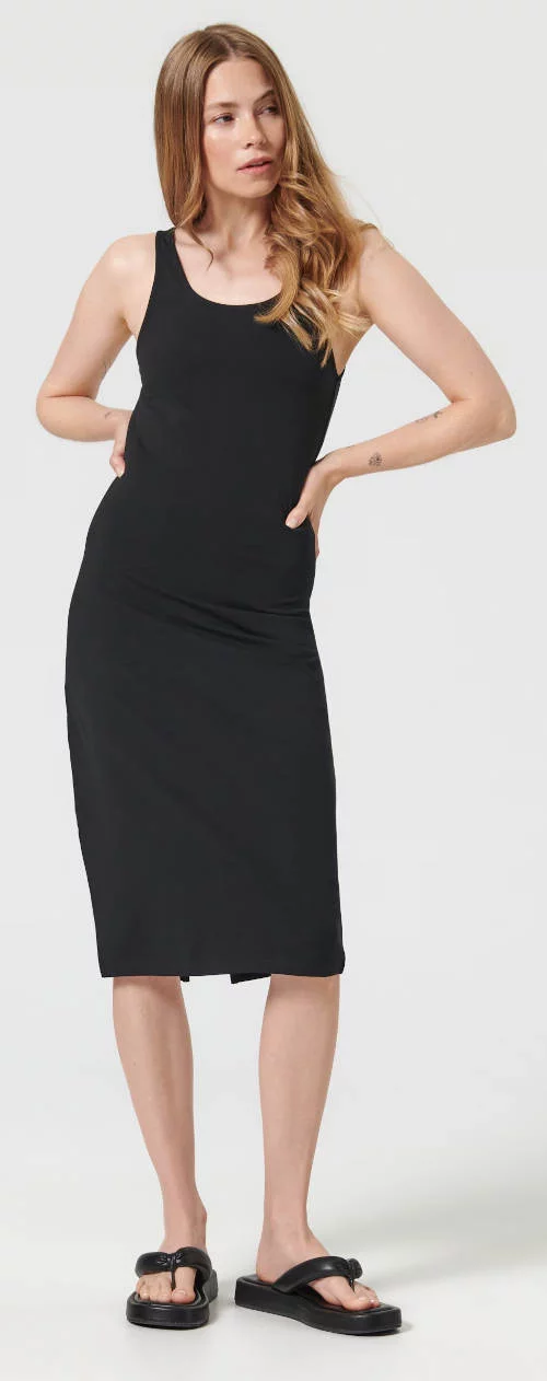 Lacné čierne letné dámske šaty s dĺžkou nad kolená