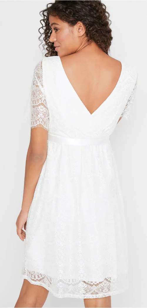 Biele čipkované svadobné šaty Bonprix