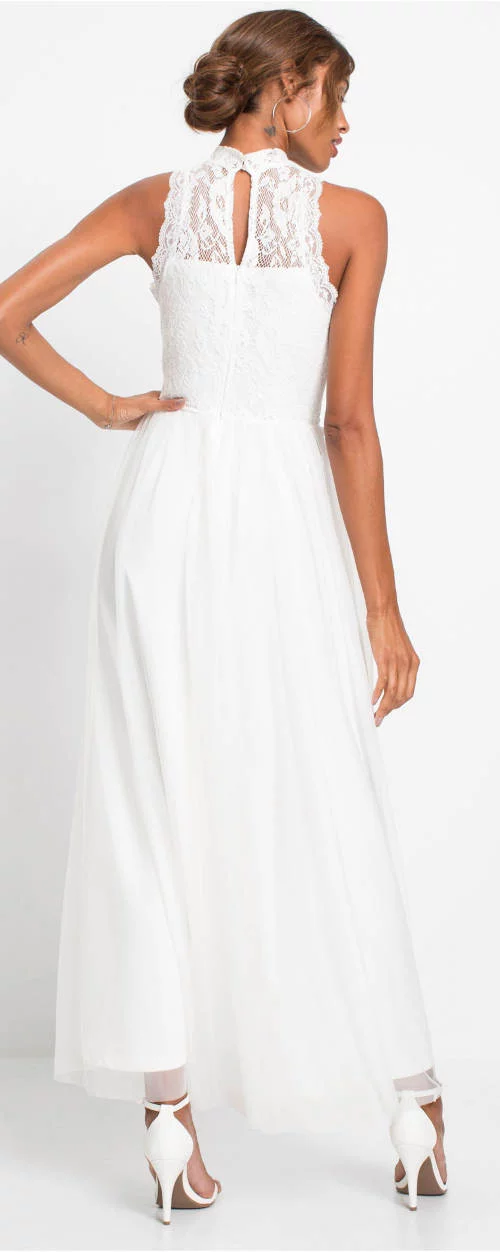 Lacné dámske čipkované svadobné šaty Bonprix
